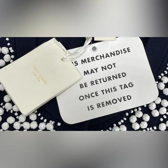 Kate Spade Navy Cardigan with Beaded Details - Picture 3 of 6